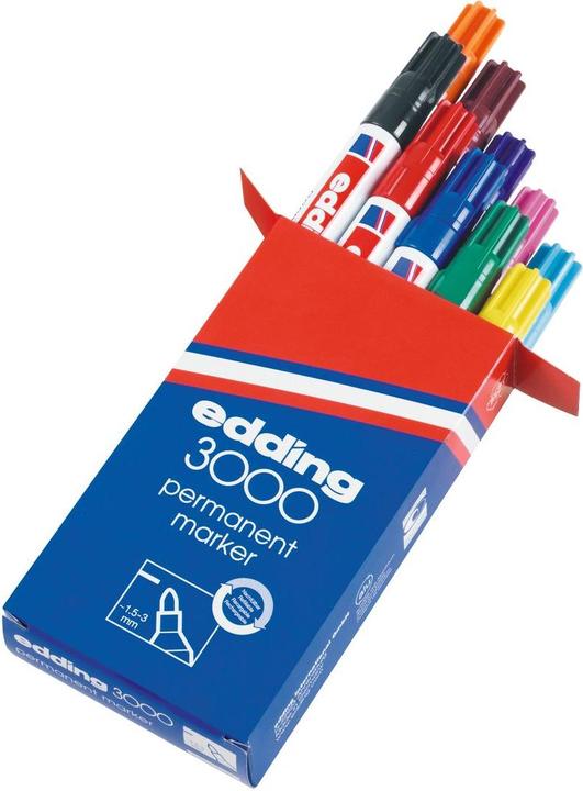 Produktbild Edding Permanent Marker 3000 (Mehrfarbig, 3 mm, 10 x)