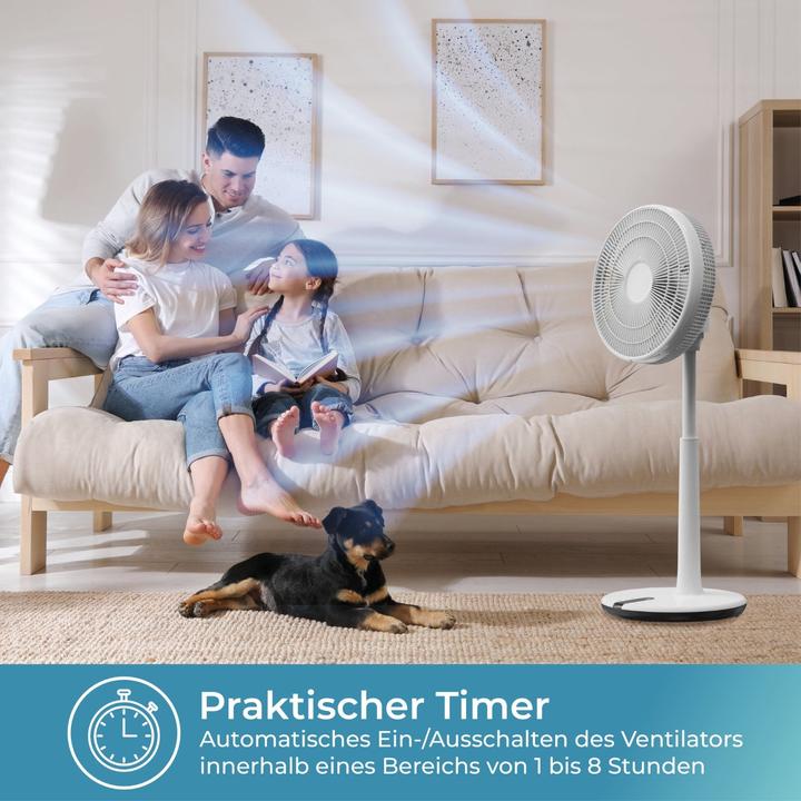 Immagine prodotto KLAMER 3D Ventilator, extra leiser DC Standventilator mit Fernbedienung, 12 Geschwindigkeitsstufen (53 dB)