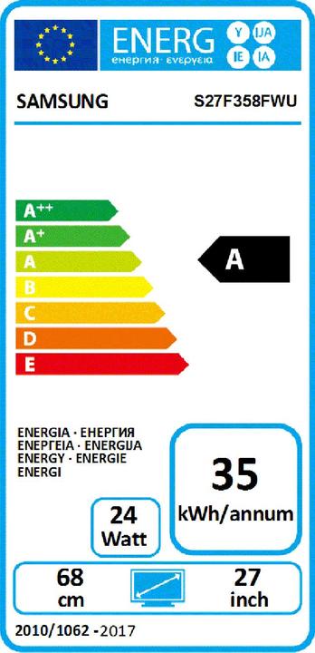 Energy Label Samsung S27F358FWU (1920 x 1080 pixels, 27.01")