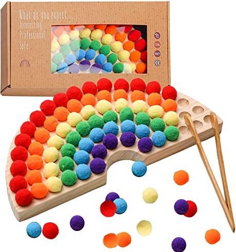 Produktbild Activity Board Holz Peg Board Perlen Spiel Perlen Spiel Rainbow Ball Elimination Spiel Spielzeug Farbe