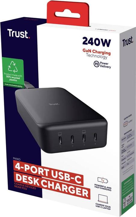 Immagine prodotto Trust Caricabatterie da tavolo MAXO 240W 4-PORT USB-C (240 W)