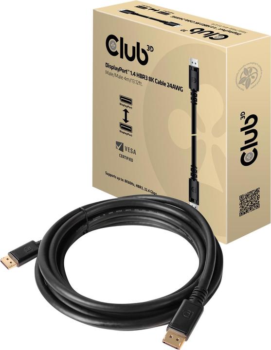 Actual product image Club 3D DisplayPort 1.4 HBR3 8K Cable M/M /13.12ft (4 m, DisplayPort)
