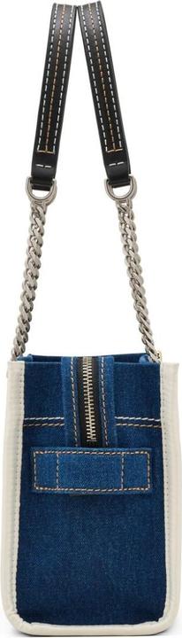 Actual product image Marc Jacobs the small tote in blue denim with embroidered logo