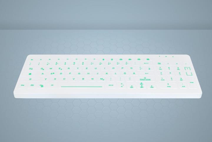 Image du produit Active Key Clavier compact hygiénique rétroéclairé avec pavé numérique entièrement étanche USB blanc (DE, Filaire)