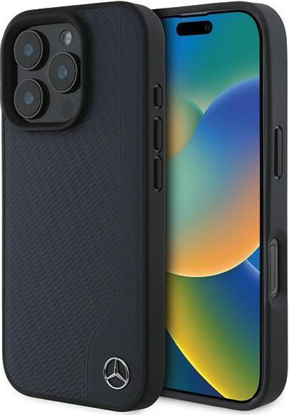 Mercedes MEHMP16X23RBGVV iPhone 16 Pro Max 6.9" granatowy/navy hardcase MB Wood Imitation Leather Ma (Apple iPhone 16 Pro Max)