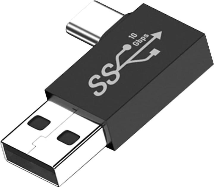 Produktbild PowerGuard USB-A zu USB-C 90 Grad Winkel links Adapter (USB 3.1)