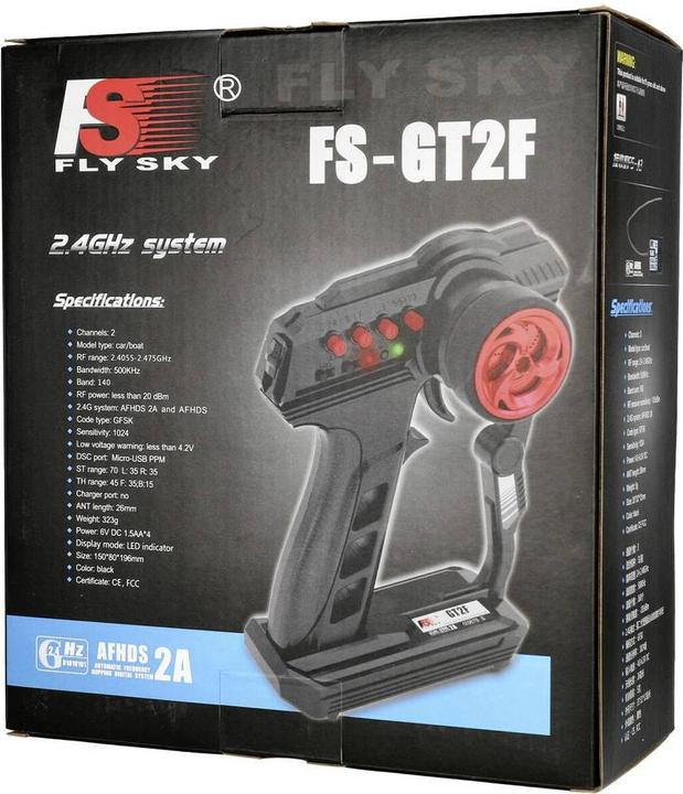 Actual product image Fly Sky FlySky FS-GT2F pistol grip remote control 2.4 GHz Number of channels: 2 incl. receiver