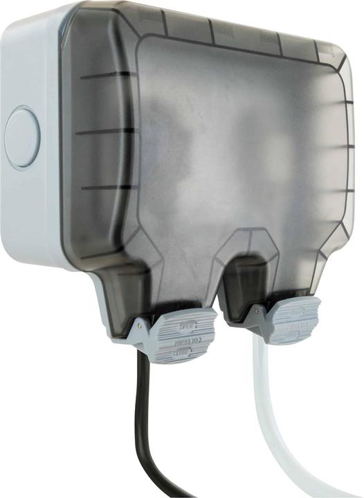 Actual product image Schwaiger Outdoor socket outlet IP66 2-gang Schuko flush-mounted socket outlet