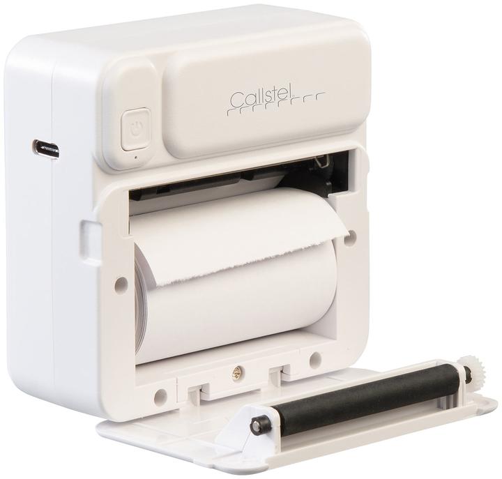 Image du produit Callstel Mini imprimante photo/d'étiquettes thermique mobile sur batterie, App, 200 dpi, BT 5.1 (Noir et blanc)