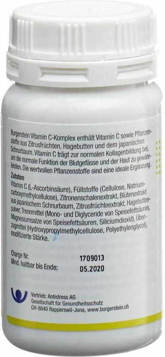 Valori nutrizionali e ingredienti Burgerstein Complesso di vitamina C (120 Pezzo/i, Pillole, 90 g)
