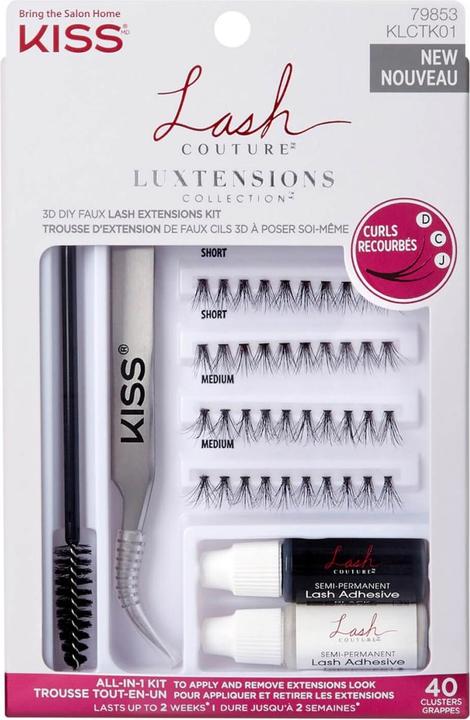 KISS Lashes Couture LuXtension Cluster Kit (Künstliche Wimpern, Wimpernkleber, Wimpern Applikator)