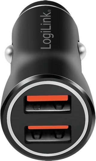 Actual product image LogiLink USB car power supply, 2x USB-A, 10.5 W, black