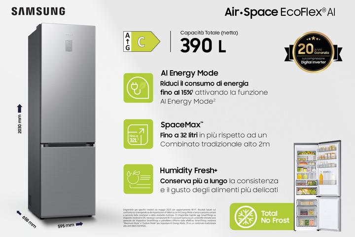 Actual product image Samsung RB38C776CS9 EcoFlex AI 2m Combined Refrigerator (390 l)