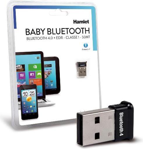 Actual product image Hamlet Baby Bluetooth usb class 1 adapter, 50 metres colour black (Transmitter & Receiver)