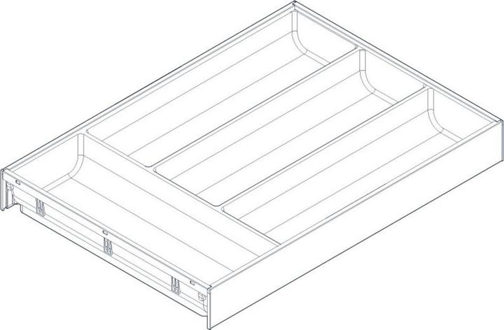 Blum Ambia-Line Besteckkasten 425x300x50, Stahl seidenweiss oriongrau matt