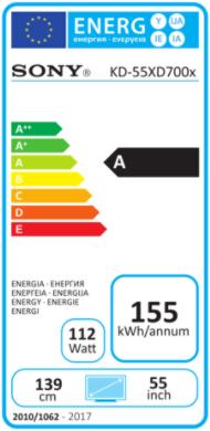 Energie-Label Sony Kd-55xd7005 (55", LCD, 4K)