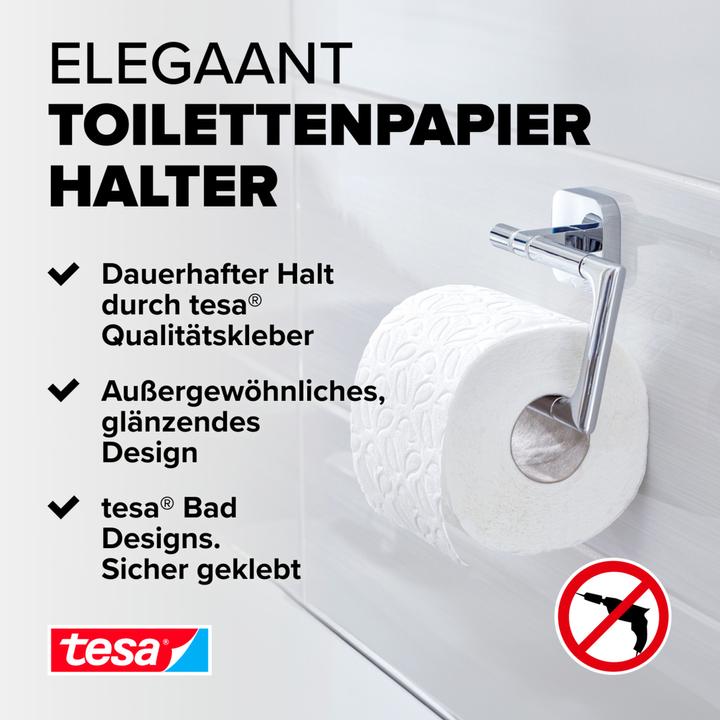 Immagine prodotto tesa Porta rotolo di carta igienica ELEGAANT con soluzione adesiva senza trapano