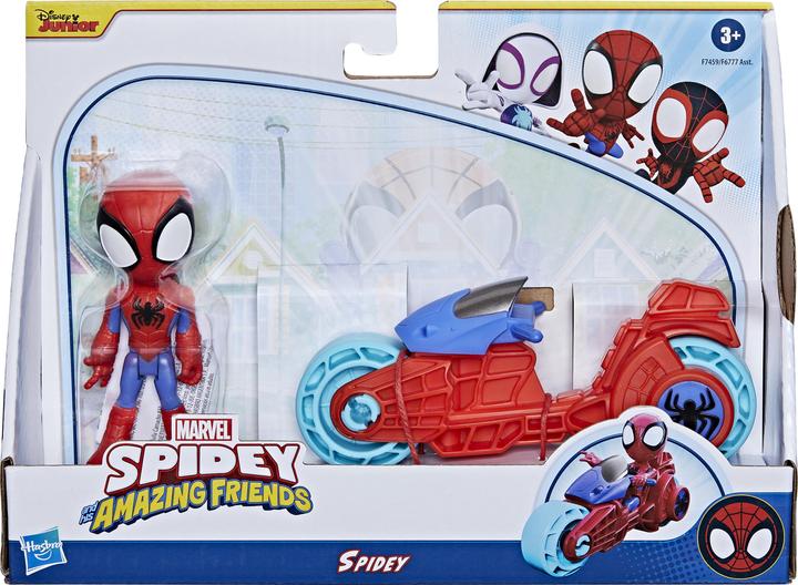 Produktbild Hasbro Spidey and His Amazing Friends Spidey Figur mit Motorrad, Spielzeug für Jungs und Mädchen ab
