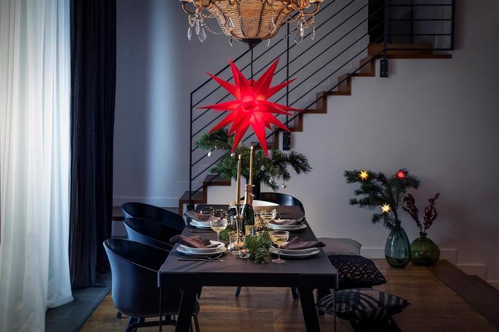Produktbild Novaliv Weihnachtsstern Dekostern | 40cm ROT | Innen und Aussen |für Glühbirne E14 Gewinde mit