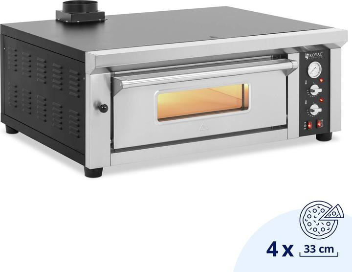 Royal Catering Elektro-Pizzaofen 1 Backkammer 450 °C Ober-/ Unterhitze für 4 Pizzas mit Ø 33 cm (Pizzaofen Elektro)