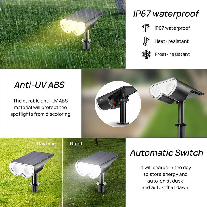 Immagine prodotto Lumina Swiss 2x LED Spot solare da giardino 4W RGB IP67 (650 lm, IP67)