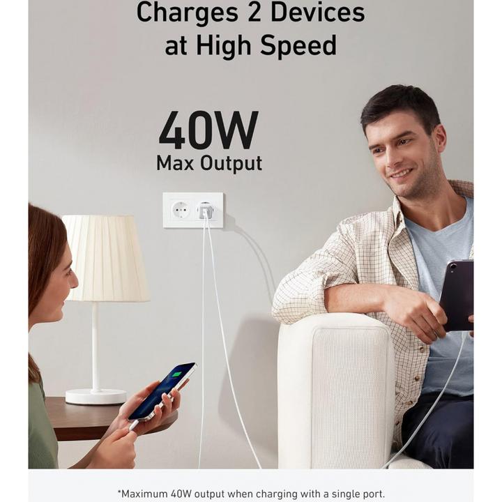 Productafbeelding Anker PowerPort III 40W, 2xC, Wit EU (40 W)