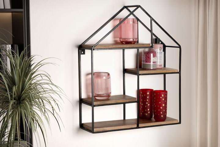 Produktbild FineBuy Wandregal FB92219 Metall Schwarz (50 x 60 x 14 cm)