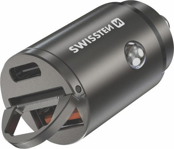 Actual product image Swissten Car Adapter Power Delivery USB-C + Super Charge 3.0 30W NANO