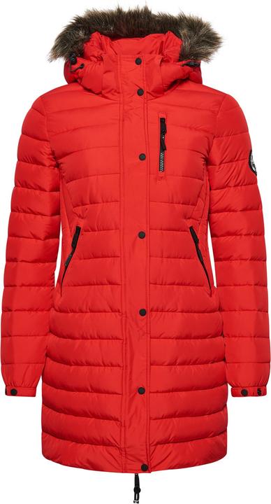 Superdry Halblange Daunenjacke mit Kapuze und Kunstpelz, Damen (S)