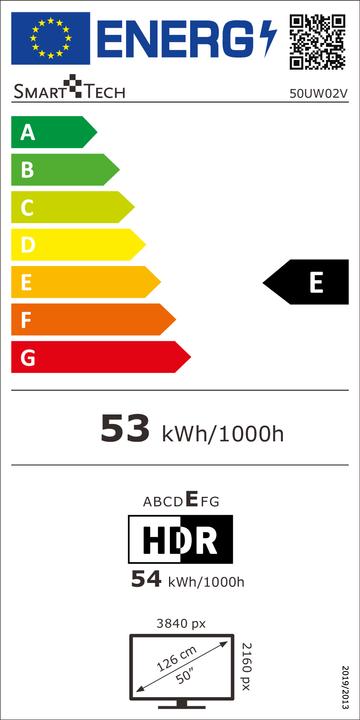 Energie-Label Smart Tech 50UW02V Smart TV 50 Zoll (50", LED, 4K)