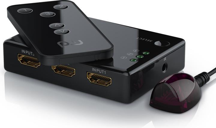Produktbild Primewire HDMI Switch 4k Ultra HD, 3 Port Verteiler mit Fernbedienung, 4K, 3D, CEC, ARC