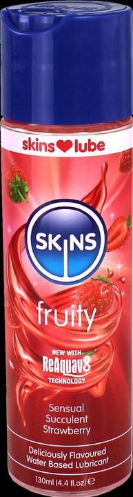 Produktbild Skins Fruity Erdbeer Gleitgel 130 ml – Wasserbasiert, vegan, zuckerfrei und reaktivierbar (130 ml)