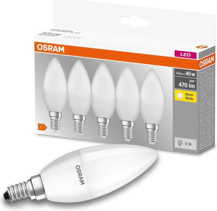 Image du produit Osram Classic B (E14, 4.90 W, 470 lm, 5 x, F)