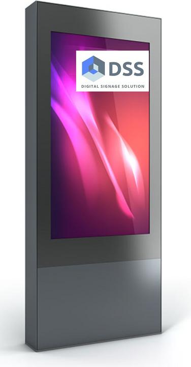 DSS Stèle d'extérieur Portrait, écran 75", aluminium