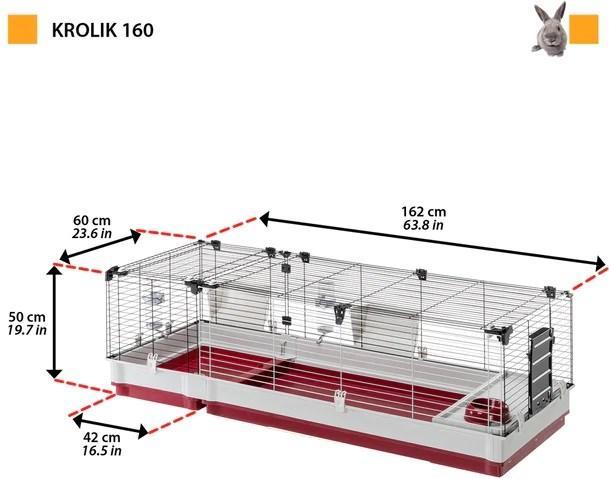 Image du produit Ferplast Cage à lapins Krolik 160, 162x60x50cm