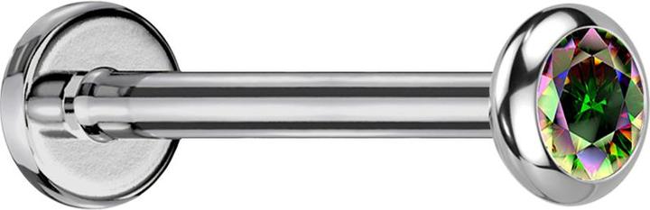 Star Piercing Micro Threadless Labret silber Scheibe abgerundet Kristall dunkel multicolor (Titan G23, ohne Messing)