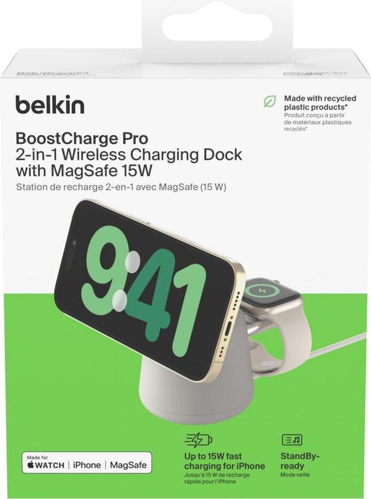 Actual product image Belkin BoostCharge Pro 2-in-1 MagSafe charging station (15 W)
