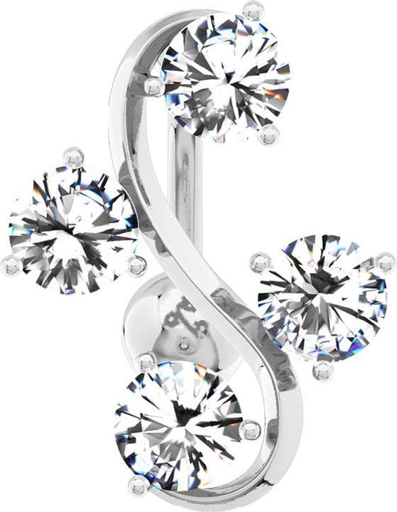 Actual product image Hollywood Body Jewelry Banana silver with ball Vine with four crystals silver (Surgical steel 316L, Brass)