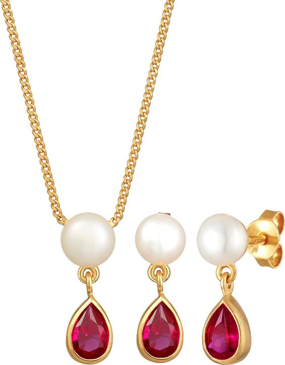 Produktbild Elli Edelstein Ohrhänger, Edelsteinkette, Perle (925 Sterling Silber, Süsswasserzuchtperlen)