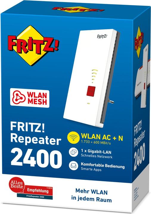 Produktbild AVM FRITZ!Repeater 2400 WLAN Mesh (1733 Mbit/s, 600 Mbit/s)