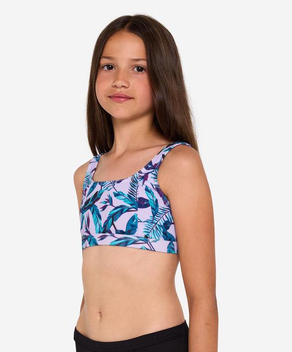 Actual product image Olaian Bikini-Oberteil Mädchen Bustier verstellbar 500 Nora violett geblümt (10, 11, 12)