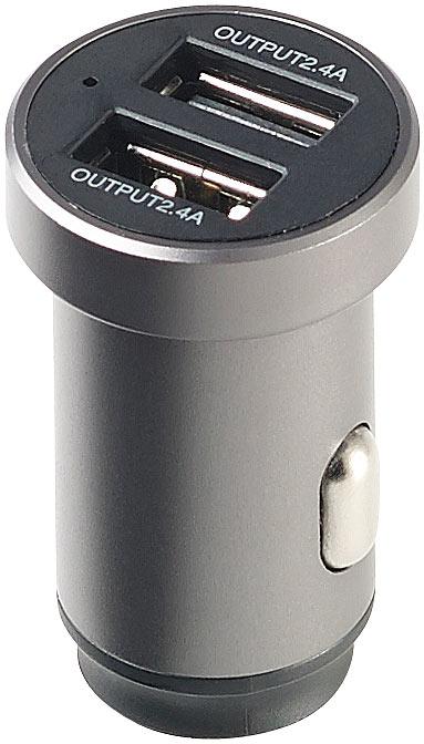 Immagine prodotto Revolt Mini caricatore USB per auto con 2 porte, 12 & 24 V, 4,8 A, 24 watt, metallo