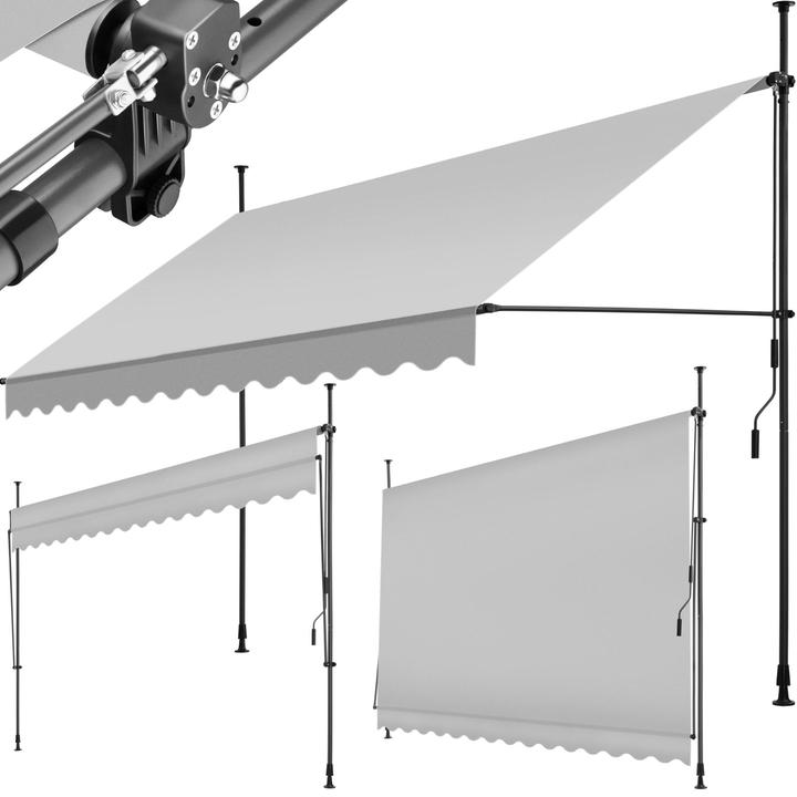 Actual product image tectake Store à pince sans perçage avec manivelle, réglable en hauteur (3.50 m)