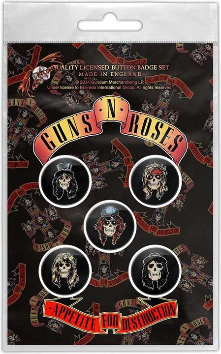 Produktbild Guns N Roses AnsteckerSet Appetite For Destruction 5erPack Kunststoff Metall