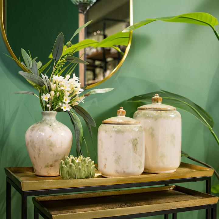 Produktbild G. Wurm Vase aus Keramik creme, grün (B/H/T) 15x20x15cm (15 x 20 x 15 cm, 0 l)