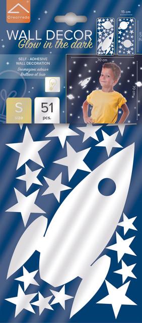 Actual product image Crearreda Light up wall sticker 15x31 cm Rocket & Stars (15 x 31 cm)