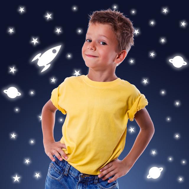 Actual product image Crearreda Light up wall sticker 15x31 cm Rocket & Stars (15 x 31 cm)