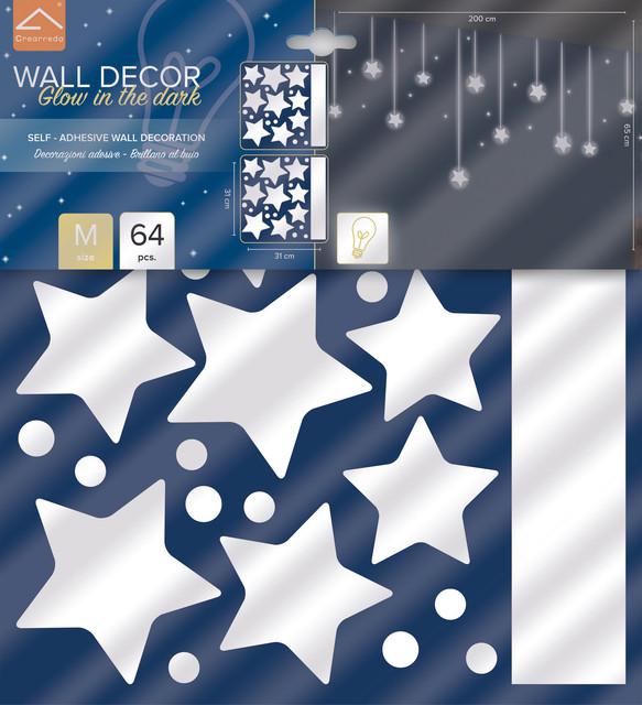 Immagine prodotto Crearreda Leucht-Wallsticker 31x31 cm Hanging Stars (31 x 31 cm)
