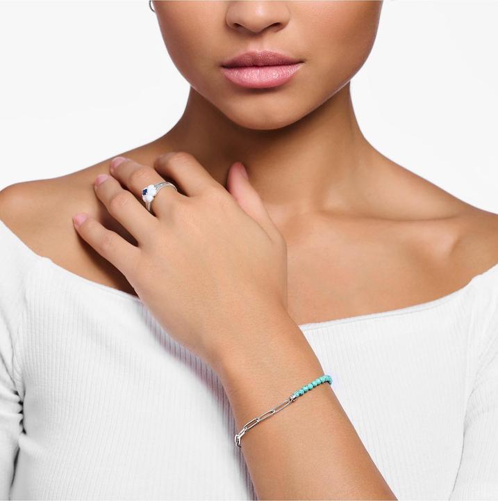 Produktbild Thomas Sabo Charm Armband mit Türkisen Beads und Kettengliedern Silber (17 cm, 925er Silber)