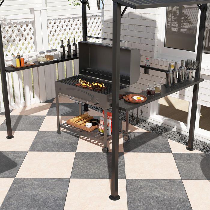 Produktbild Swisshandel24 Grillpavillon 250x160x250 cm wasserdicht Doppelschichtdach, Schwarz (250 cm, 160 cm)
